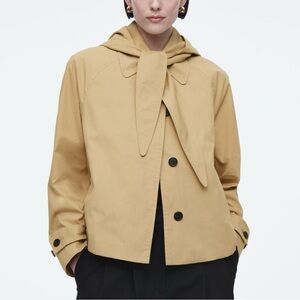 COS detachable hood short trench jacket size 4